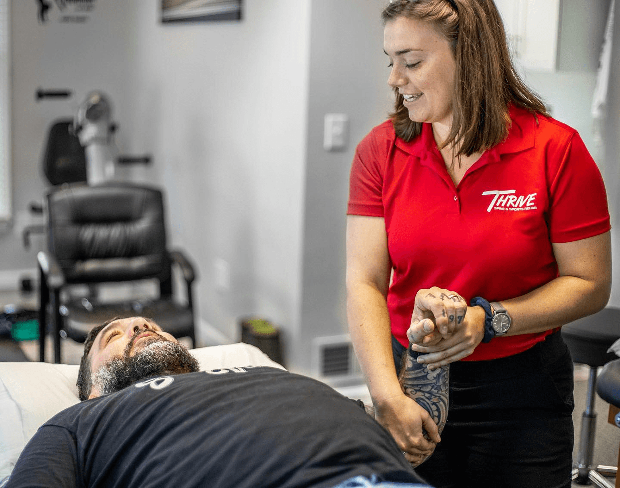 Man receiving occupational therapy from an occupational therapist