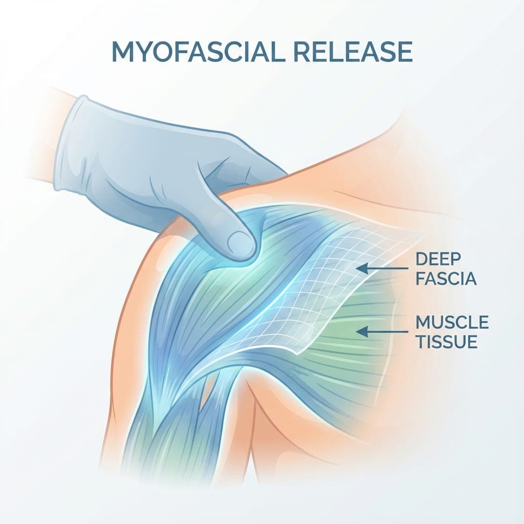 Physical therapist performing myofascial release therapy on patient